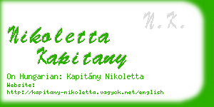 nikoletta kapitany business card