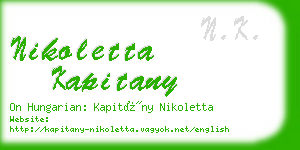 nikoletta kapitany business card